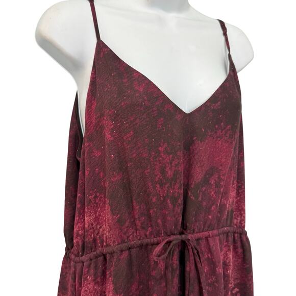 Babaton Burgundy Red Abstract Sleeveless Drawstring Mini Tank Dress size L - Picture 9 of 10